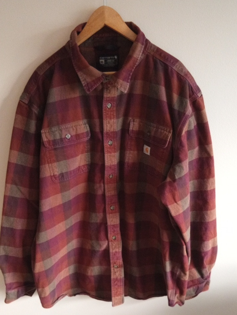 Carhartt Loose Fit Heavyweight Flannel Shirt Size 3XL Mineral Red